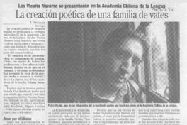La creación poética de una familia de vates  [artículo] E. Orellana.