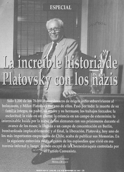 La increíble historia de Platovsky con los nazis  [artículo] Ascanio Cavallo.