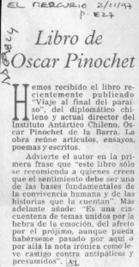 Libro de Oscar Pinochet  [artículo].