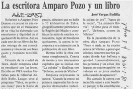 La escritora Amparo Pozo y un libro  [artículo] José Vargas Badilla.
