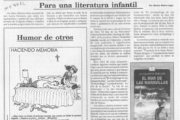 Para una literatura infantil  [artículo] Marino Muñoz Lagos.
