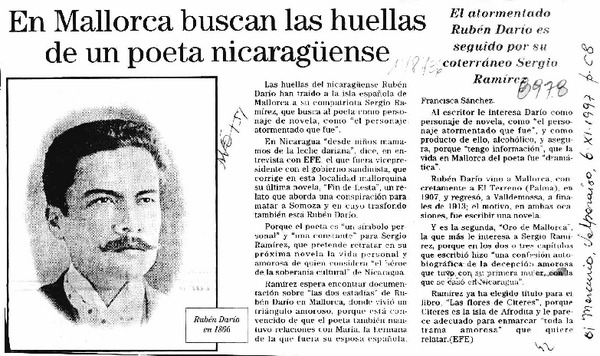 En Mallorca buscan las huellas de un poeta nicaragüense  [artículo].