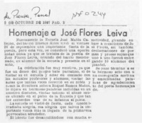 Homenaje a José Flores Leiva  [artículo].