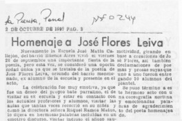 Homenaje a José Flores Leiva  [artículo].