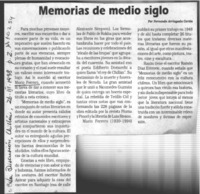 Memorias de medio siglo  [artículo] Fernando Arriagada Cortés.