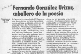 Fernando González Urízar, caballero de la poesía  [artículo] Luis Agoni Molina.