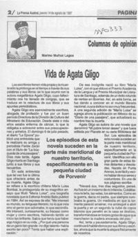 Vida de Agata Gligo  [artículo] Marino Muñoz Lagos.