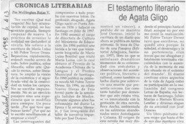 El testamento literario de Agata Gligo  [artículo] Wellington Rojas Valdebenito.