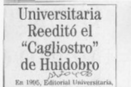 Universitaria reeditó el "Cagliostro" de Huidobro