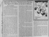 Edmundo Herrera y Narcisa Lezano Barriga, dos figuras de relieve en las letras chilenas  [artículo] Wellington Rojas Valdebenito.