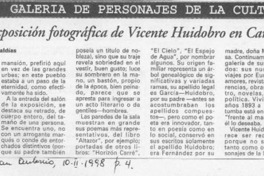 Exposición fotografáfica de Vicente Huidobro en Cartagena  [artículo] Guillermo Rubilar Saldías.