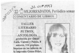 Taller Literario Pétrox, antología  [artículo] Rocío L'Amar.
