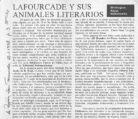 Lafourcade y sus animales literarios  [artículo] Wellington Rojas Valdebenito.