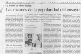 Las razones de la popularidad del ensayo  [artículo] Luis Alberto Maira.