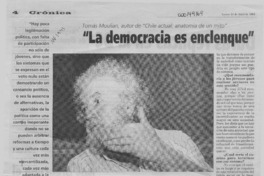 "La democracia es enclenque"  [artículo] Elizabeth Parra.