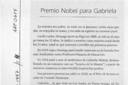 Premio Nobel para Gabriela  [artículo] Hernán Maturana Alarcón.