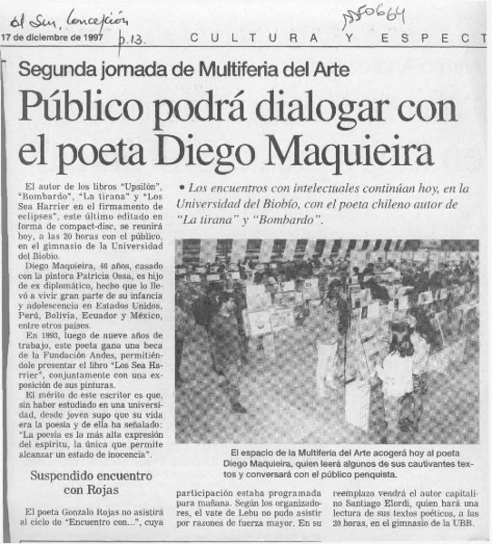 Público podrá dialogar con el poeta Diego Maquieira  [artículo].