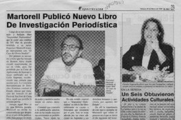 Martorell publicó nuevo libro de investigación periodística  [artículo] Ulda Santander Rivas.