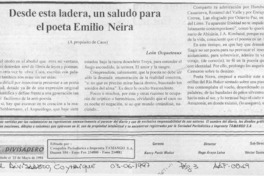 Desde esta ladera, un saludo para el poeta Emilio Neira