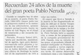 Recuerdan 24 años de la muerte del gran poeta Pablo Neruda  [artículo].