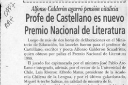 Profe de Castellano es nuevo Premio Nacional de Literatura  [artículo].