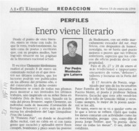 Enero viene literario  [artículo] Pedro Montealegre Latorre.