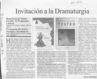 Invitación a la dramaturgia  [artículo] Mario Valdovinos.