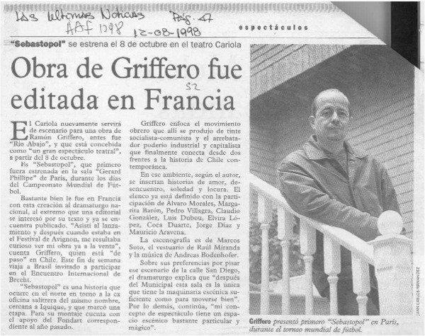 Obra de Griffero fue editada en Francia  [artículo].