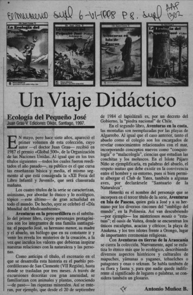 Un viaje didáctico  [artículo] Antonio Muñoz B.