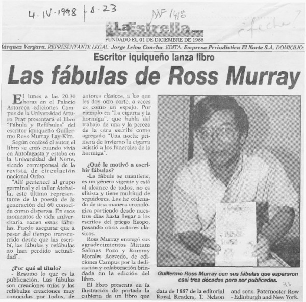 Las Fábulas de Ross Murray  [artículo].