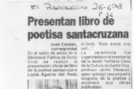 Presentan libro de poetisa santacruzana  [artículo] José Catalán.