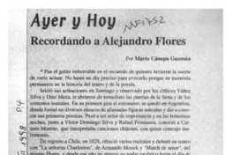 Recordando a Alejandro Flores  [artículo] Mario Cánepa Guzmán.