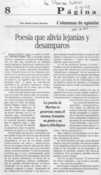 Poesía que alivia lejanías y desamparos  [artículo] Mario Garay Pereira.