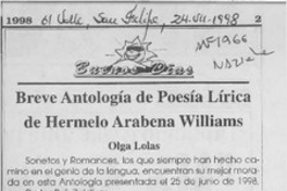 Breve antología de poesía lírica de Hermelo Arabena Williams  [artículo] Olga Lolas.