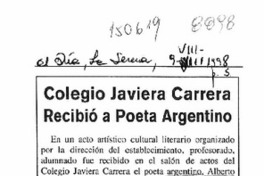 Colegio Javiera Carrera recibió a poeta argentino  [artículo].