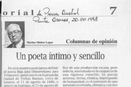 Un poeta íntimo y sencillo  [artículo] Marino Muñoz Lagos.