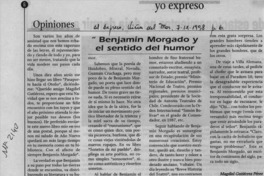 Benjamín Morgado y el sentido del humor  [artículo] Magdiel Gutiérrez Pérez.