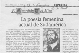 La poesía femenina actual de Sudamérica  [artículo] Carlos Alberto Trujillo.
