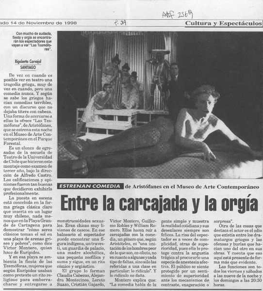 Entre la carcajada y la orgía  [artículo] Rigoberto Carvajal.