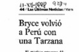 Bryce volvió a Perú con una tarzana  [artículo].