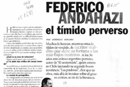 Federico Andahazi el tímido perverso  [artículo] Verónica Vergara.