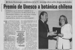 Premio de Unesco a botánica chilena