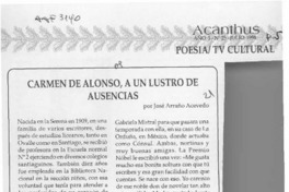 Carmen de Alonso a un lustro de ausencias  [artículo] José Arraño Acevedo.