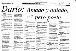 Rubén Darío, amado y odiado, pero poeta  [artículo] Perla Guthie Solís.