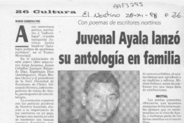 Juvenal Ayala lanzó su antología en familia  [artículo] Mario Córdova Fre.