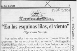 "En las esquinas lilas, el viento"  [artículo] Olga Lolas Nazrala.