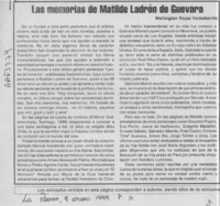 Las memorias de Matilde Ladrón de Guevara  [artículo] Wellington Rojas Valdebenito.