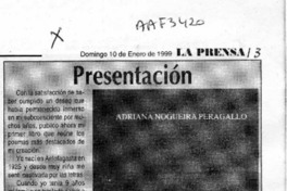 Presentación  [artículo] Adriana Nogueira Peragallo.
