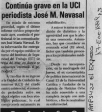 Continúa grave en la UCI periodista José M. Navasal  [artículo].