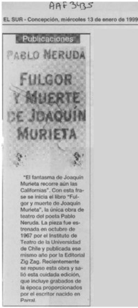 Fulgor y muerte de Joaquín Murieta  [artículo].